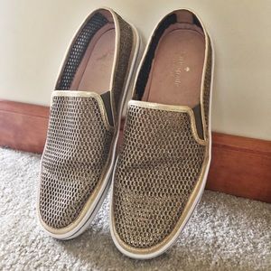 Kate Spade gold slip-on sneakers